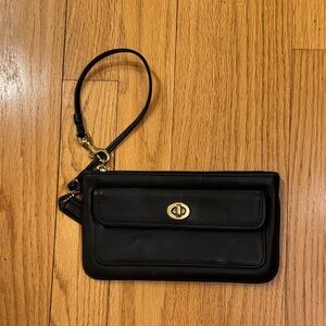 Coach Black Wristlet with Gold Hardware
